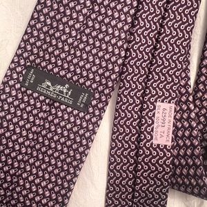 Hermes Lock and Key Purple Tie Silk 100% Authentic